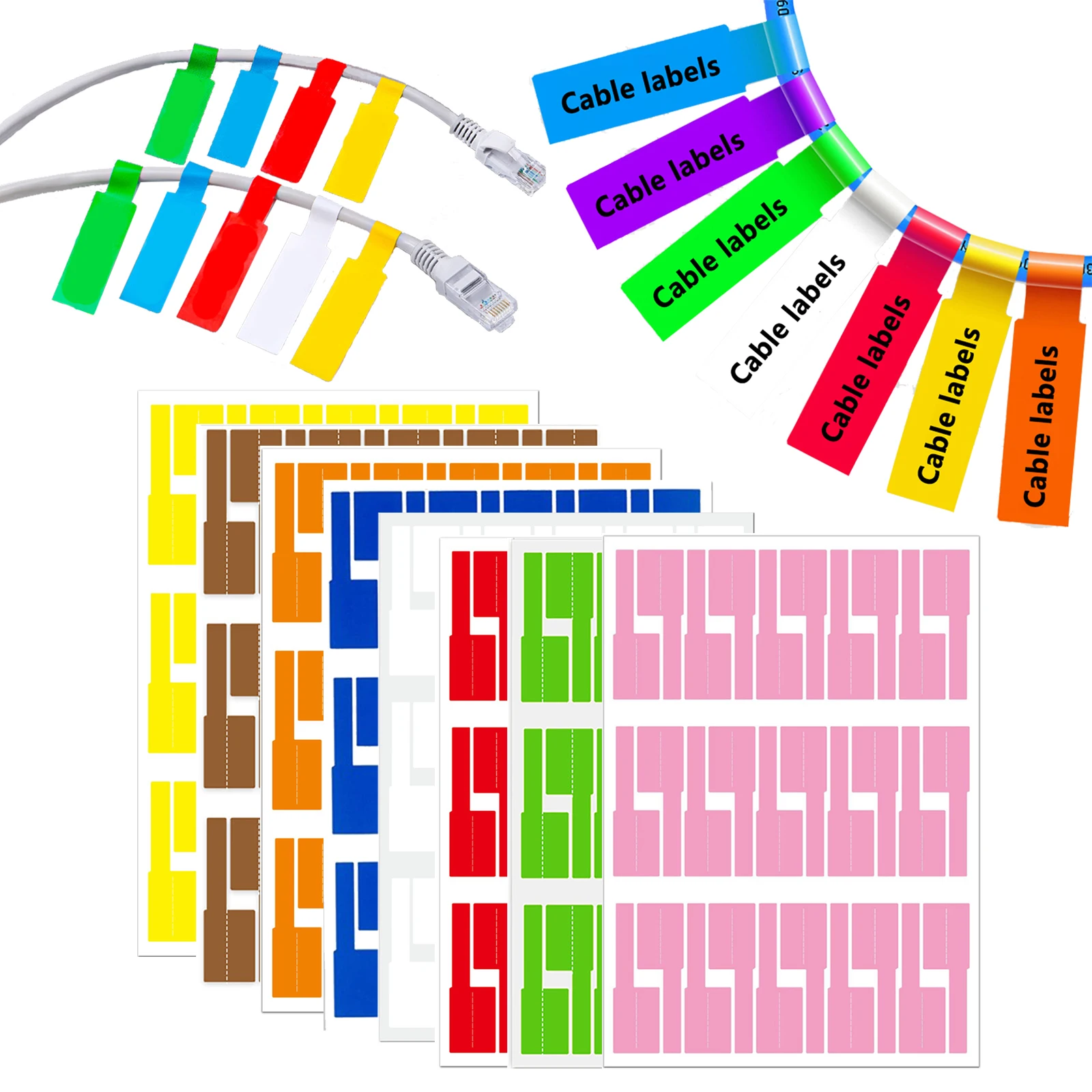 Label Printer - 240 étiquettes autocollantes colorées pour câbles,
