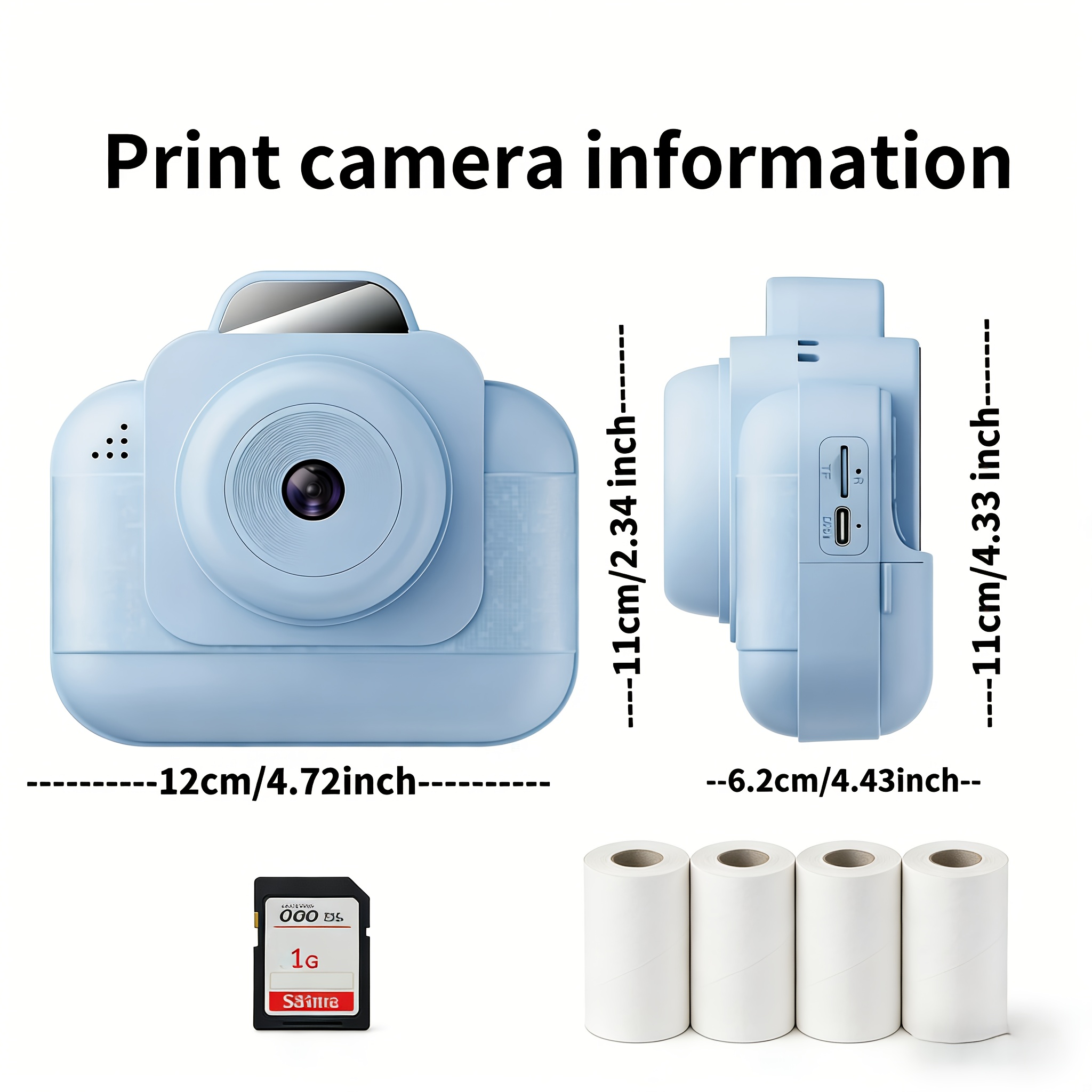 Thermal Printer - Imprimante photo portable (bleue) avec batterie